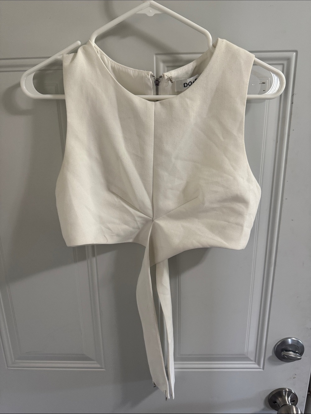 Women's White Crop Top with Front Tie